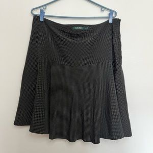 Lauren by Ralph Lauren black skirt with white polka dots, size 14